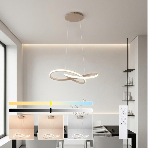 Brilagi - LED stmievateľný luster na lane INFINITY LED/55W/230V 50x50 cm béžový + diaľkové ovládanie