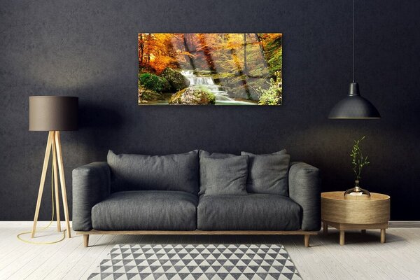 Obraz na skle Vodopád les príroda 100x50 cm 2 Prívesky