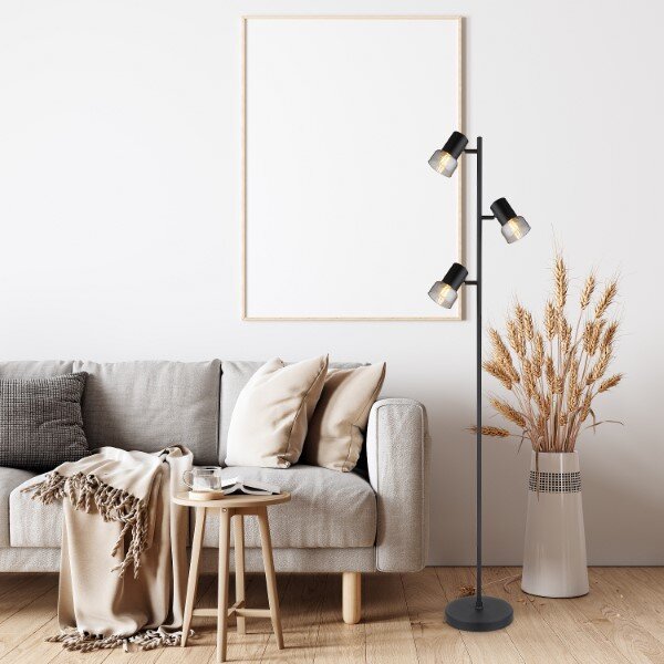 RABALUX 74279 Hatice stojacia lampa D80mm 3xE14 čierna, dymová