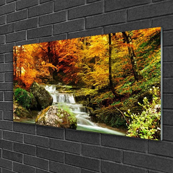 Obraz na skle Vodopád les príroda 100x50 cm 2 Prívesky