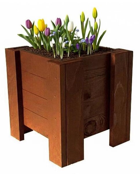 ATMOWOOD Štvorcový drevený truhlík 33 cm - teak