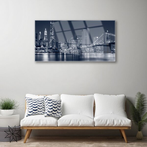 Obraz na skle Mesto most architektúra 100x50 cm 2 Prívesky