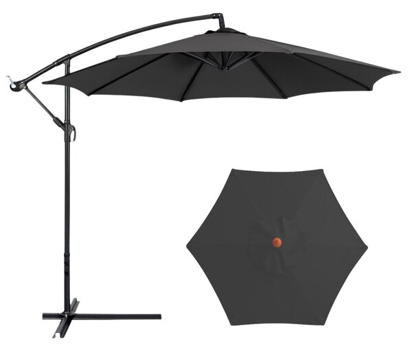 LEAN Bočný záhradný slnečník s nastaviteľným sklonom – 350 x 250 cm, antracitový