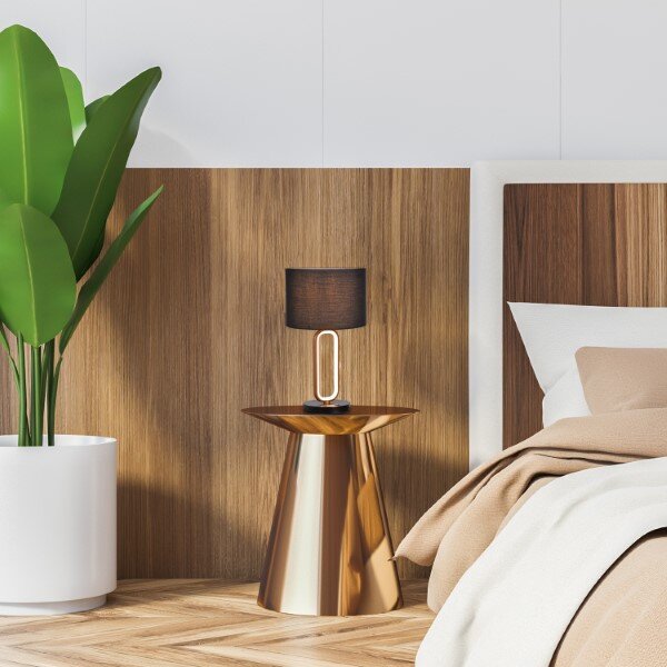 RABALUX 74044 Domiro stolná lampa D250mm 1xE27+LED 8W/300lm 3000K zlatá, čierna