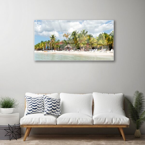 Obraz na skle Pláž palma stromy príroda 100x50 cm 2 Prívesky