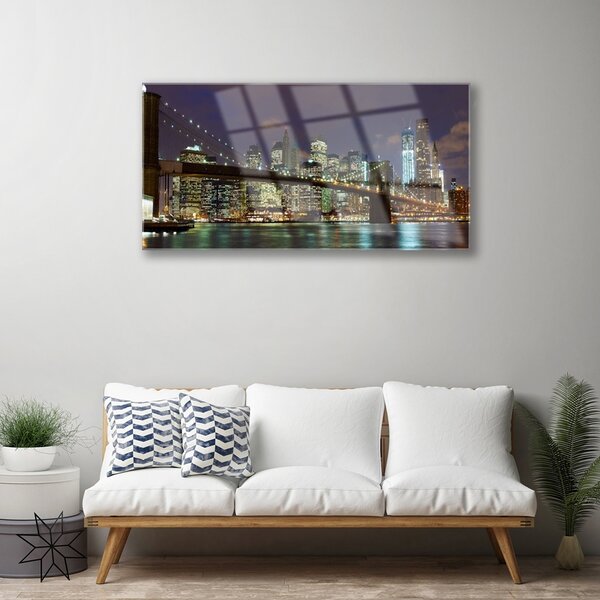 Obraz na skle Mesto most architektúra 100x50 cm 2 Prívesky