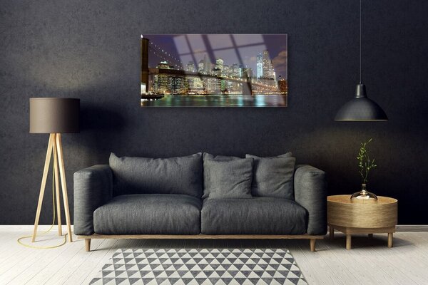 Obraz na skle Mesto most architektúra 100x50 cm 2 Prívesky