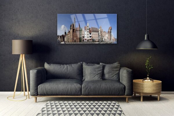 Obraz na skle Mesto domy 100x50 cm 2 Prívesky