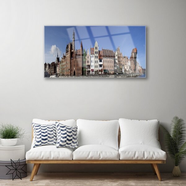 Obraz na skle Mesto domy 100x50 cm 2 Prívesky
