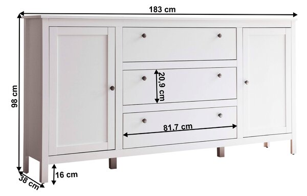 NovýNábytok.sk Komoda Otis 2d3s (biela). Vlastná spoľahlivá doprava až k Vám domov. 1065260