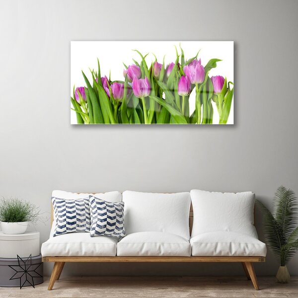 Obraz na skle Tulipány kvety rastlina 100x50 cm 2 Prívesky