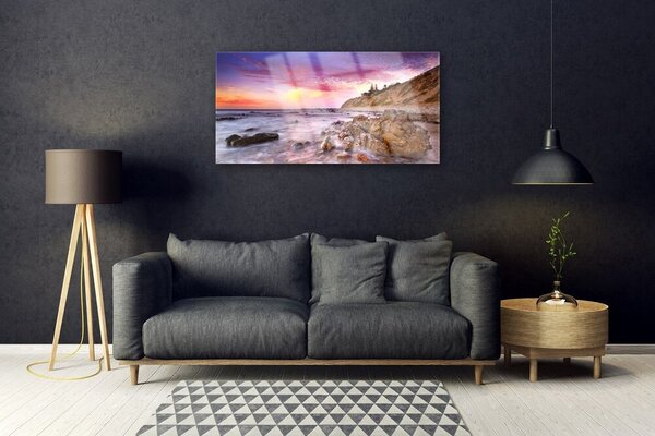 Obraz na skle More kamene krajina 100x50 cm 2 Prívesky