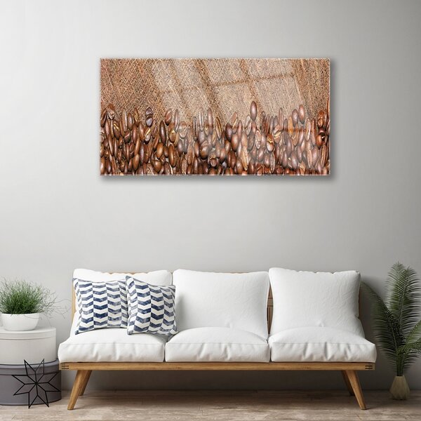 Obraz na skle Káva zrnká kuchyňa 100x50 cm 2 Prívesky