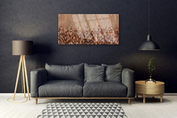 Obraz na skle Káva zrnká kuchyňa 100x50 cm 2 Prívesky