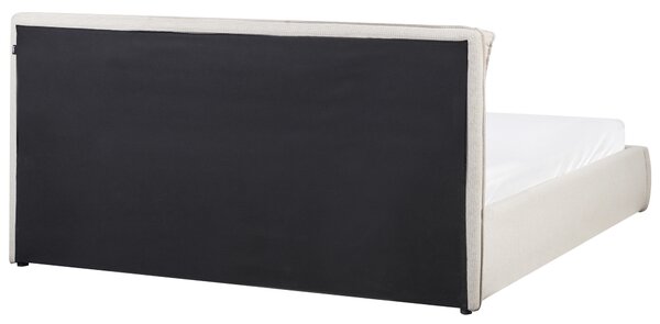 Posteľ béžová látkové čalúnenie 180 x 200 cm s úložným priestorom čalúnené čelo moderný štýl spálňa