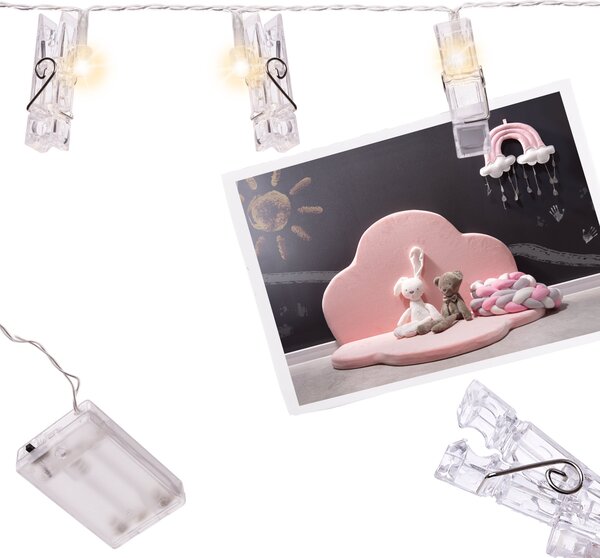 KIK KX5252_1 Svetelná reťaz LED štipce na fotografie 3M 20 LED biele