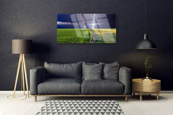 Obraz na skle Pole blesk krajina 100x50 cm 2 Prívesky