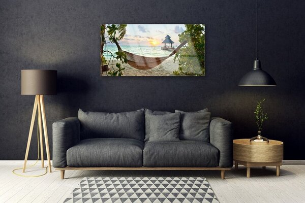 Obraz na skle Pláž hamaka more krajina 100x50 cm 2 Prívesky