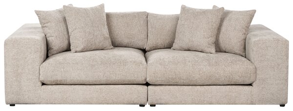 Pohovka látková polyesterová sivobéžová 240 cm x 120 cm x 61 cm 3-miestna čalúnená s vankúšmi obývacia izba moderná
