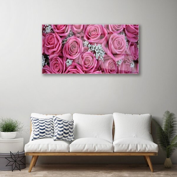 Obraz na skle Ruže kvety rastlina 100x50 cm 2 Prívesky
