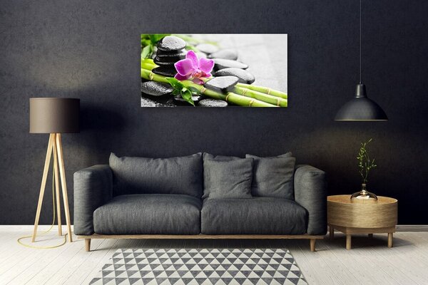 Obraz na skle Bambus kvet kamene umenie 100x50 cm 2 Prívesky