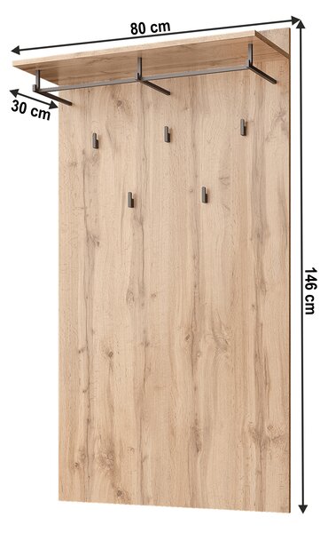 NovýNábytok.sk Vešiakový panel 80 cm Mateo 80 (dub wotan). Vlastná spoľahlivá doprava až k Vám domov. 1065315