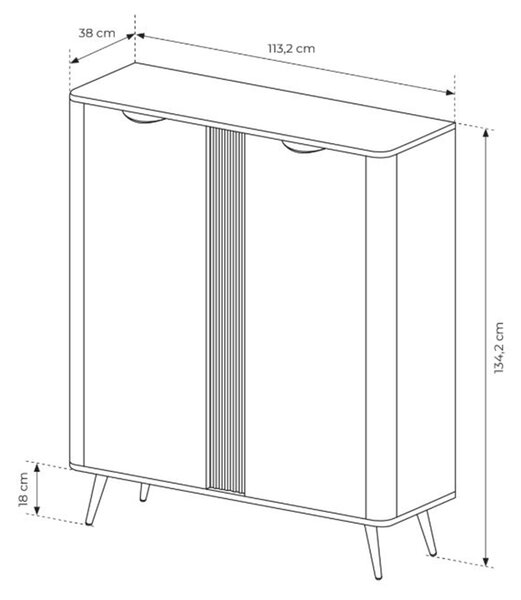Vysoká komoda Edrin 113 cm - dub dunin / čierna