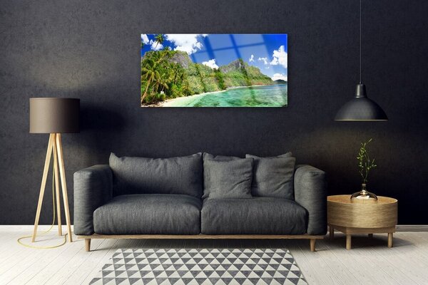 Obraz na skle Pláž hory príroda 100x50 cm 2 Prívesky