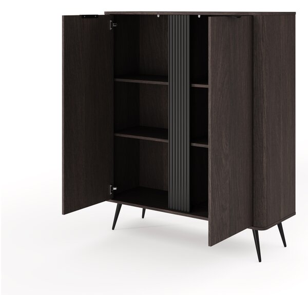 Vysoká komoda Edrin 113 cm - dub dunin / čierna