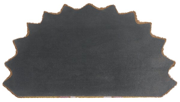 Rohožka žltá prírodné kokosové vlákno 45 x 75 cm PVC protišmyková spodná strana rohož so vzorom kvetov moderná
