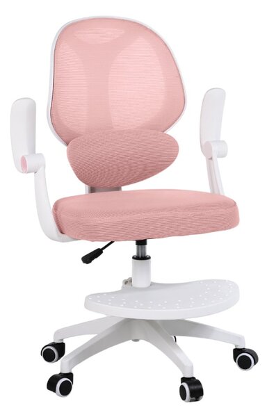 Detská otočná stolička Neoseat JUNI 009 s podnožou — látka, ružová