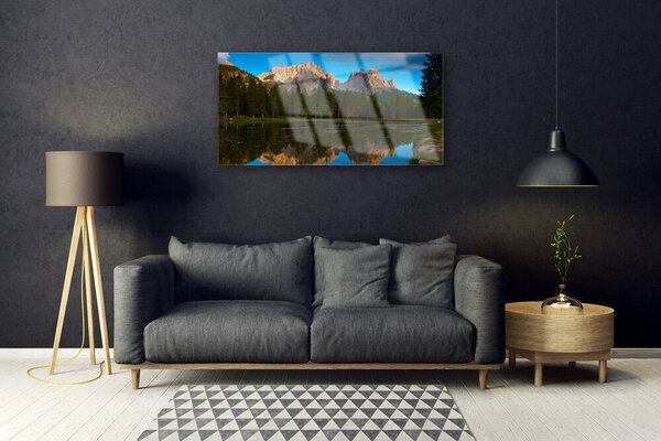 Obraz na skle Les jazero príroda 100x50 cm 2 Prívesky