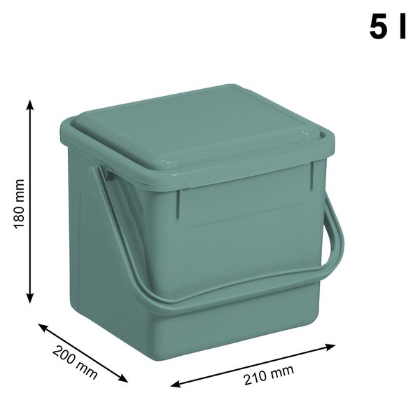 S - Odpadkový kôš na bio odpad, Kompostér BIO, matná zelená, 5 l