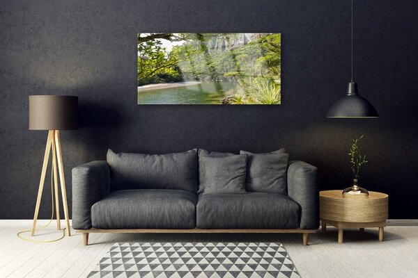 Obraz na skle Jazero príroda 100x50 cm 2 Prívesky
