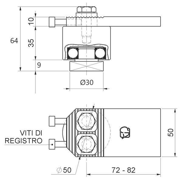 COMBI ARIALDO Ložiskový záves ø 50 mm, M10 x 25 mm
