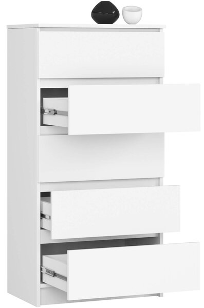 Ak furniture Komoda Kuba 60 cm - 5 zásuviek biela