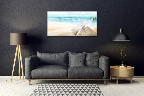 Obraz na skle Pláž fľaša list umenie 100x50 cm 2 Prívesky