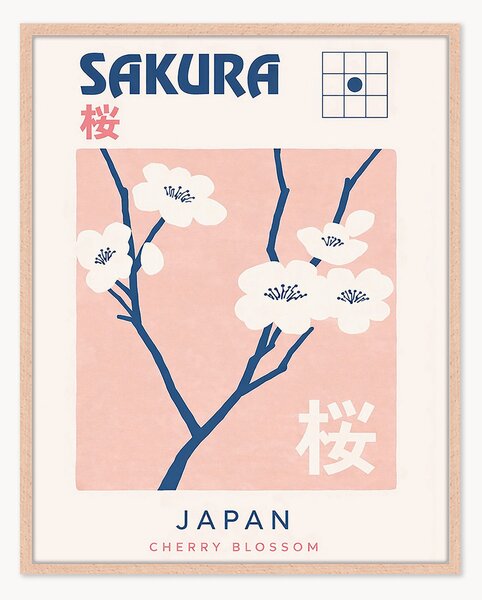 Ručne vyrobená nástenná dekorácia v ráme Sakura
