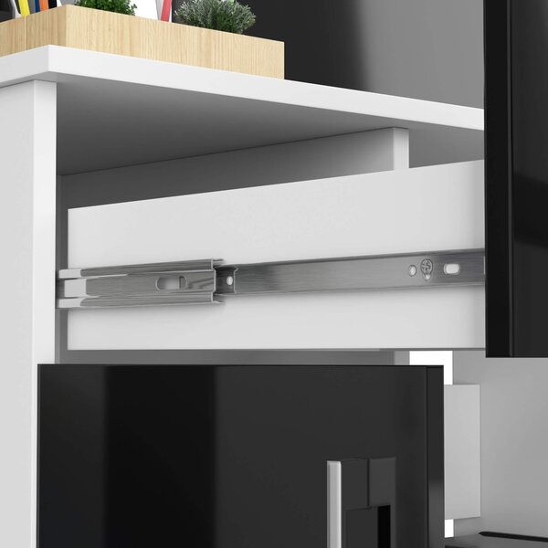 Ak furniture Volně stojící psací stůl Jay 90 cm bílý/černý lesk