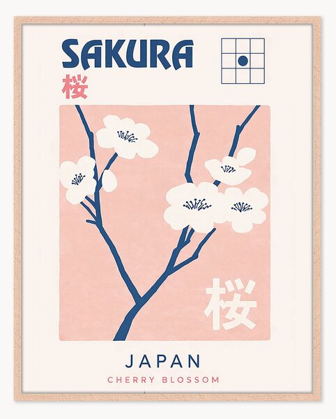Ručne vyrobená nástenná dekorácia v ráme Sakura