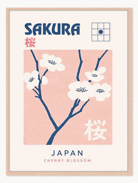Ručne vyrobená nástenná dekorácia v ráme Sakura