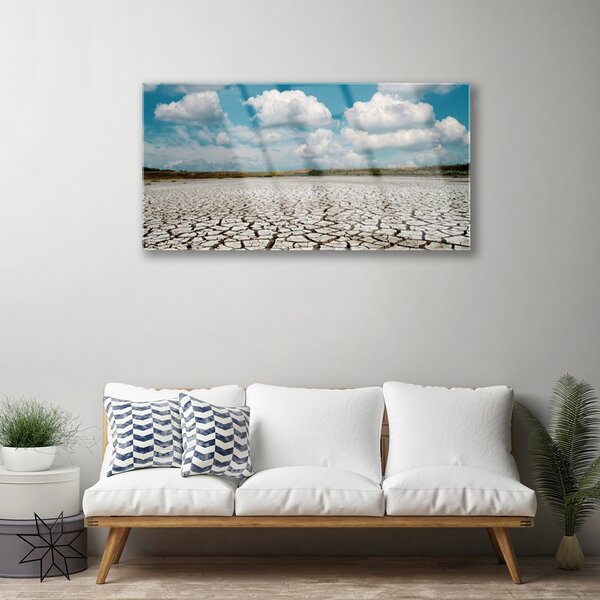 Obraz na skle Vyschnutá rieka príroda 100x50 cm 2 Prívesky