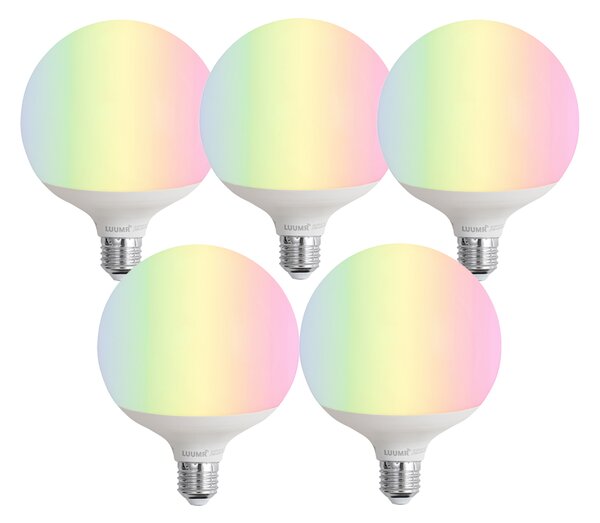 Sada 5 inteligentných LED žiaroviek E27 G120 matná RGBW 9W 806 lm 2700-6500K