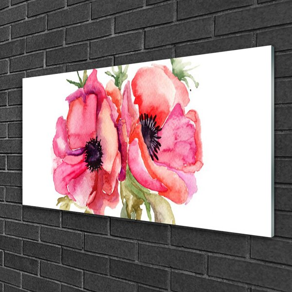 Obraz na skle Kvety akvarely 100x50 cm 2 Prívesky