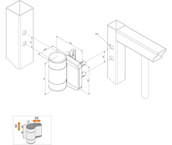 LOCINOX ® DINO dvojložiskový záves 180°, nastaviteľný 2D, RAL9005