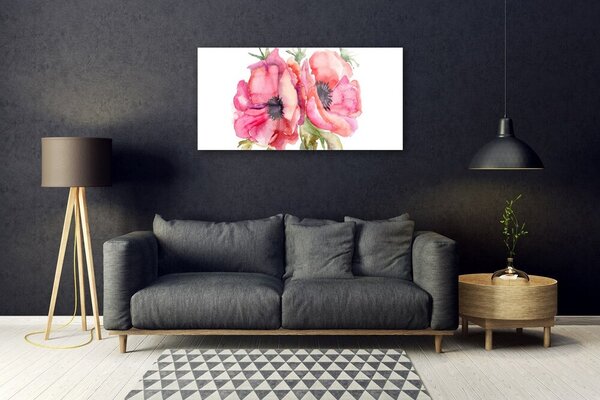 Obraz na skle Kvety akvarely 100x50 cm 2 Prívesky