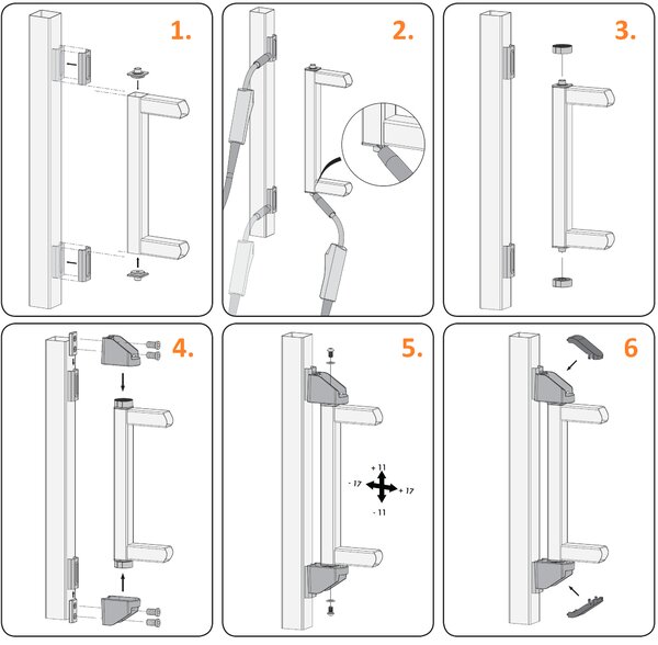 LOCINOX ® LOCINOX® BEARING HINGE bezúdržbový ložiskový osový záves, otvárateľný 90°, nastaviteľný 2D, kryt z nerezovej ocele