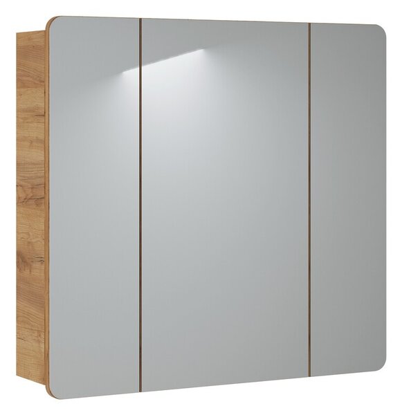 Comad Závesná kúpeľňová skrinka so zrkadlom Aruba 843 3D dub craft gold