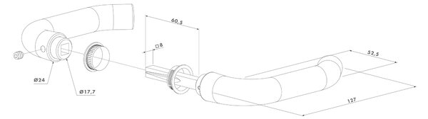 LOCINOX ® LOCINOX® 3006B kľučka, eloxovaný hliník, čierna