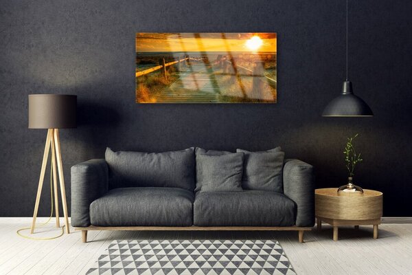 Obraz na skle Západ slnka architektúra 100x50 cm 2 Prívesky